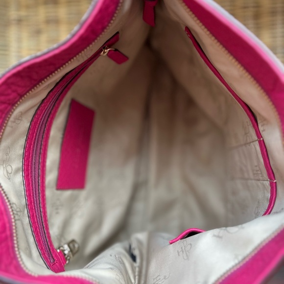 Cole Haan Pink Leather Hobo Bag with Seam Detail